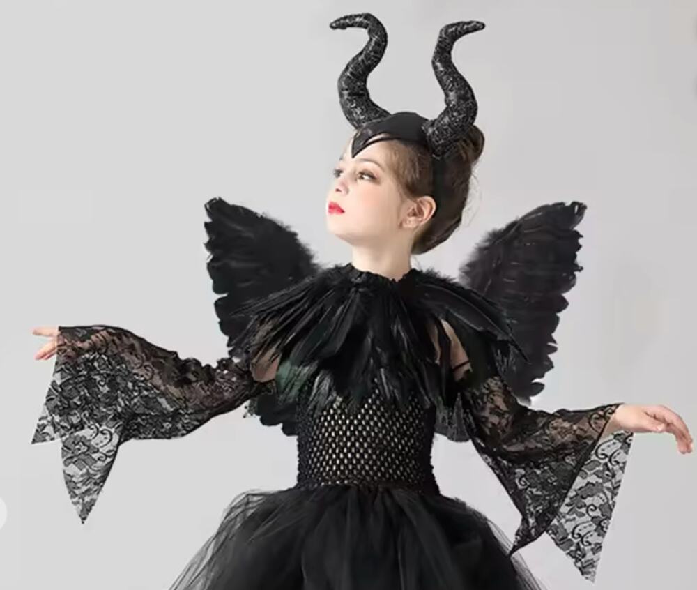 2/$30 Girl's Halloween Maleficent Devil Fallen Angel Costume Child One Size